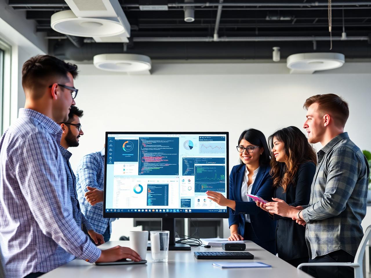 CloudBoolean engineering team collaborating around a dashboard